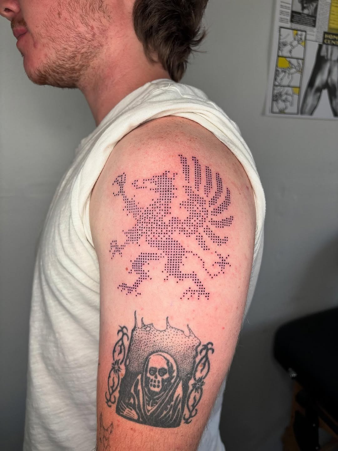 Tatouage dither bras cheval